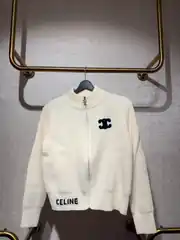 Celine Krem Fermuarlı Örme Kadın Hırka 1