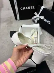 Chanel Slingbacks Beyaz Kadın Topuklu 4