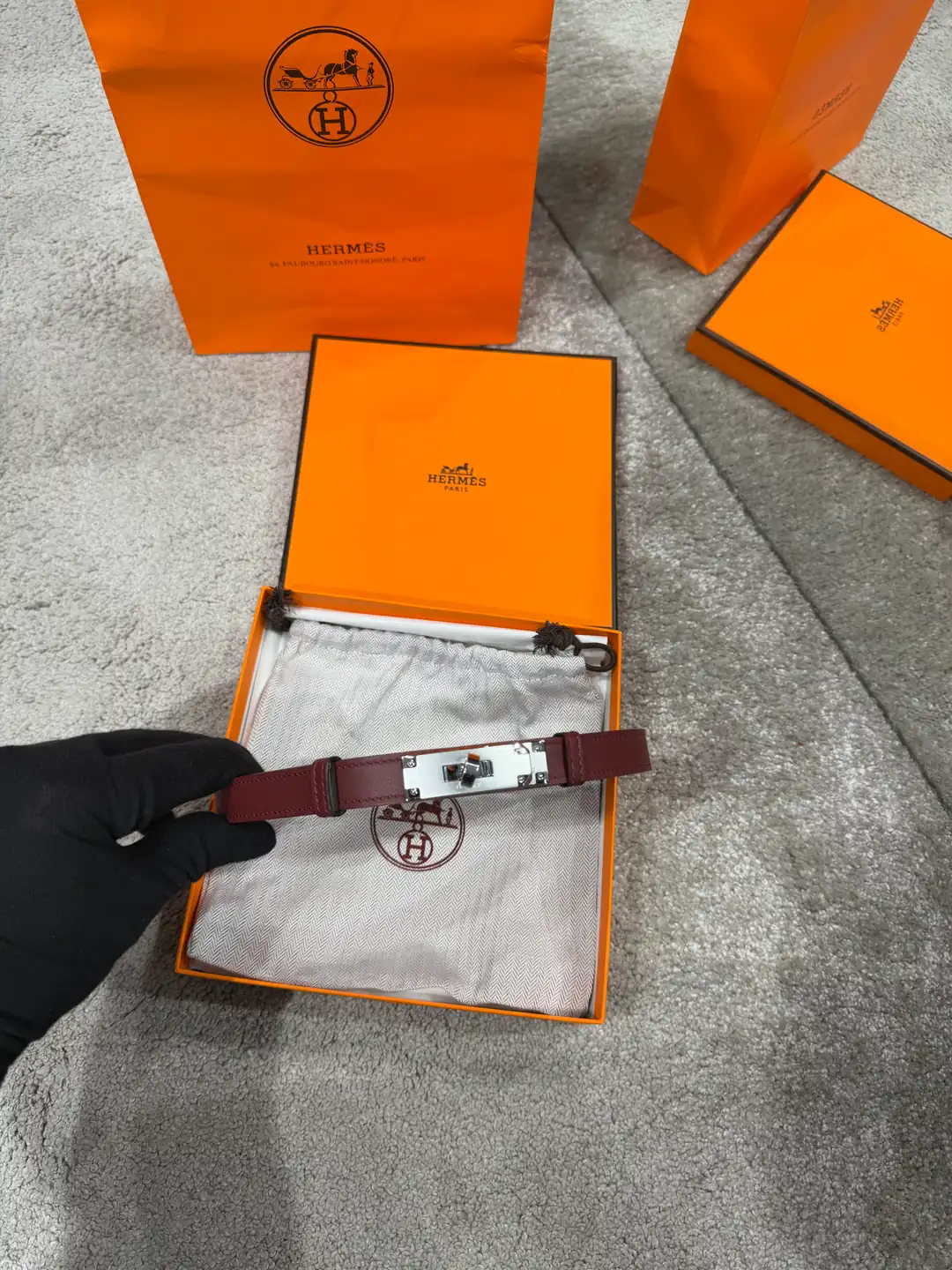 Hermes Kelly 18 Bordo Kadın Deri Kemer