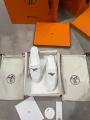 Hermes Oz Mule Beyaz Kadın Deri Terlik 1