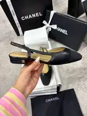 Chanel Slingbacks Siyah Kadın Deri Topuklu 2