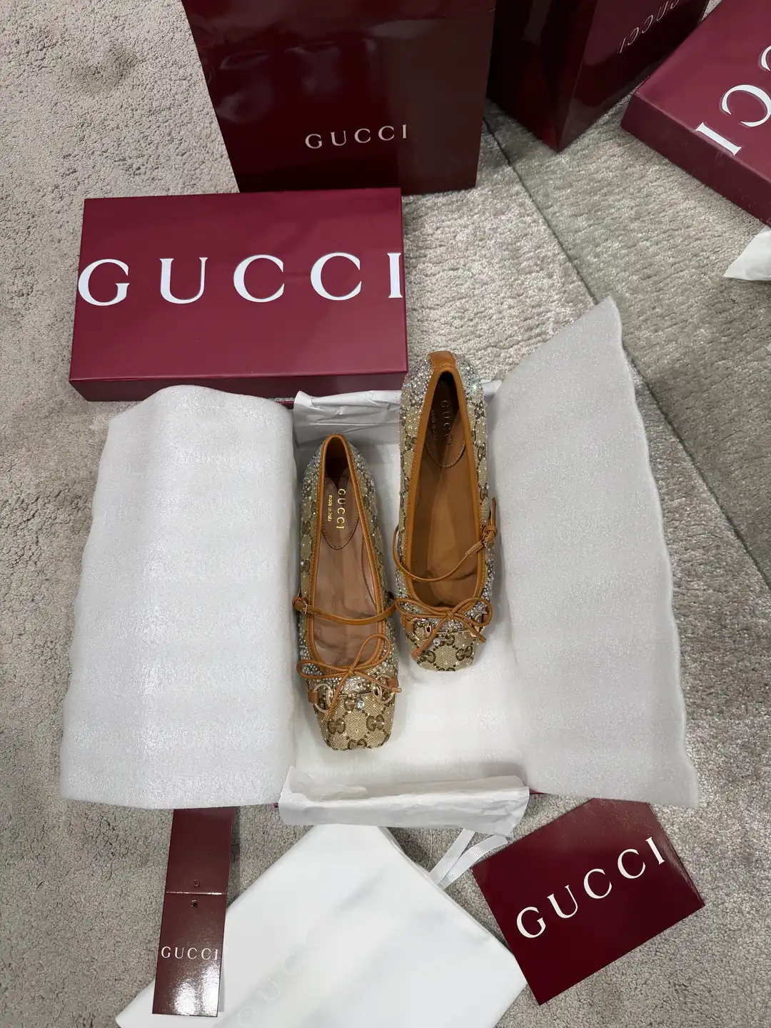 Gucci Crystal Horsebit Kadın Kanvas Babet