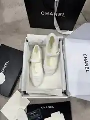 Chanel Beyaz Mary Janes Kadın Deri Babet 1