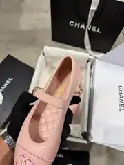 Chanel Pembe Mary Janes Kadın Deri Babet 4