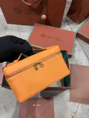 Loro Piana Extra Pocket L19 Turuncu Kadın Deri Çanta 3