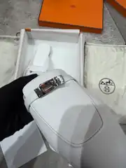 Hermes Oz Mule Beyaz Kadın Deri Terlik 4