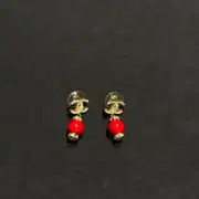 Chanel Red Pearl Gold Küpe 2