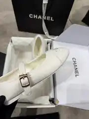 Chanel Beyaz Mary Janes Kadın Deri Babet 4