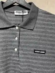 Miu Miu Gri Polo Yaka Oversize Tişört 2