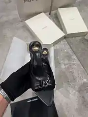 YSL Jerry Mules Siyah Kadın Deri Topuklu Terlik 2