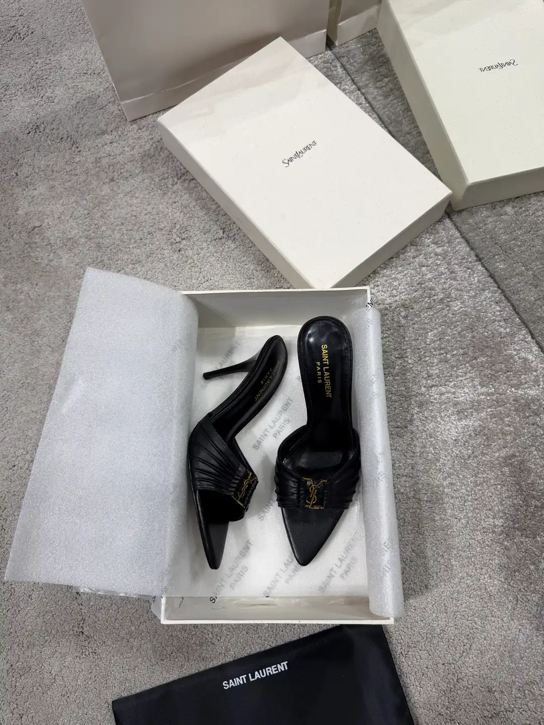 YSL Babylone Mules Siyah Kadın Deri Topuklu Terlik