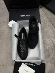 Chanel Siyah Mary Janes Kadın Deri Babet 1