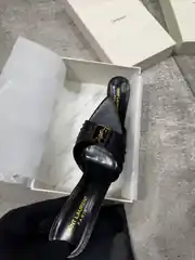 YSL Babylone Mules Siyah Kadın Deri Topuklu Terlik 4