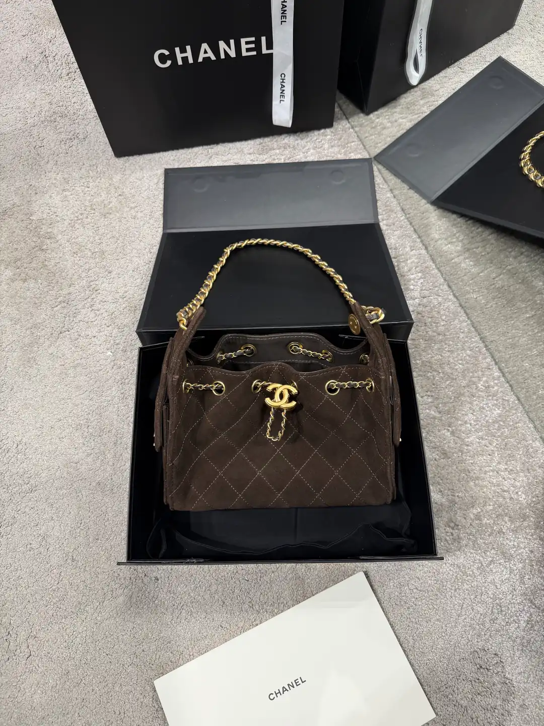 Chanel 25 Mini Acı Kahve Kadın Süet Çanta