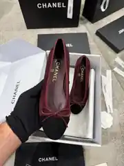 Chanel Bordo Süet Kadın Babet 3