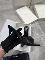 YSL Babylone Mules Siyah Kadın Deri Topuklu Terlik 3