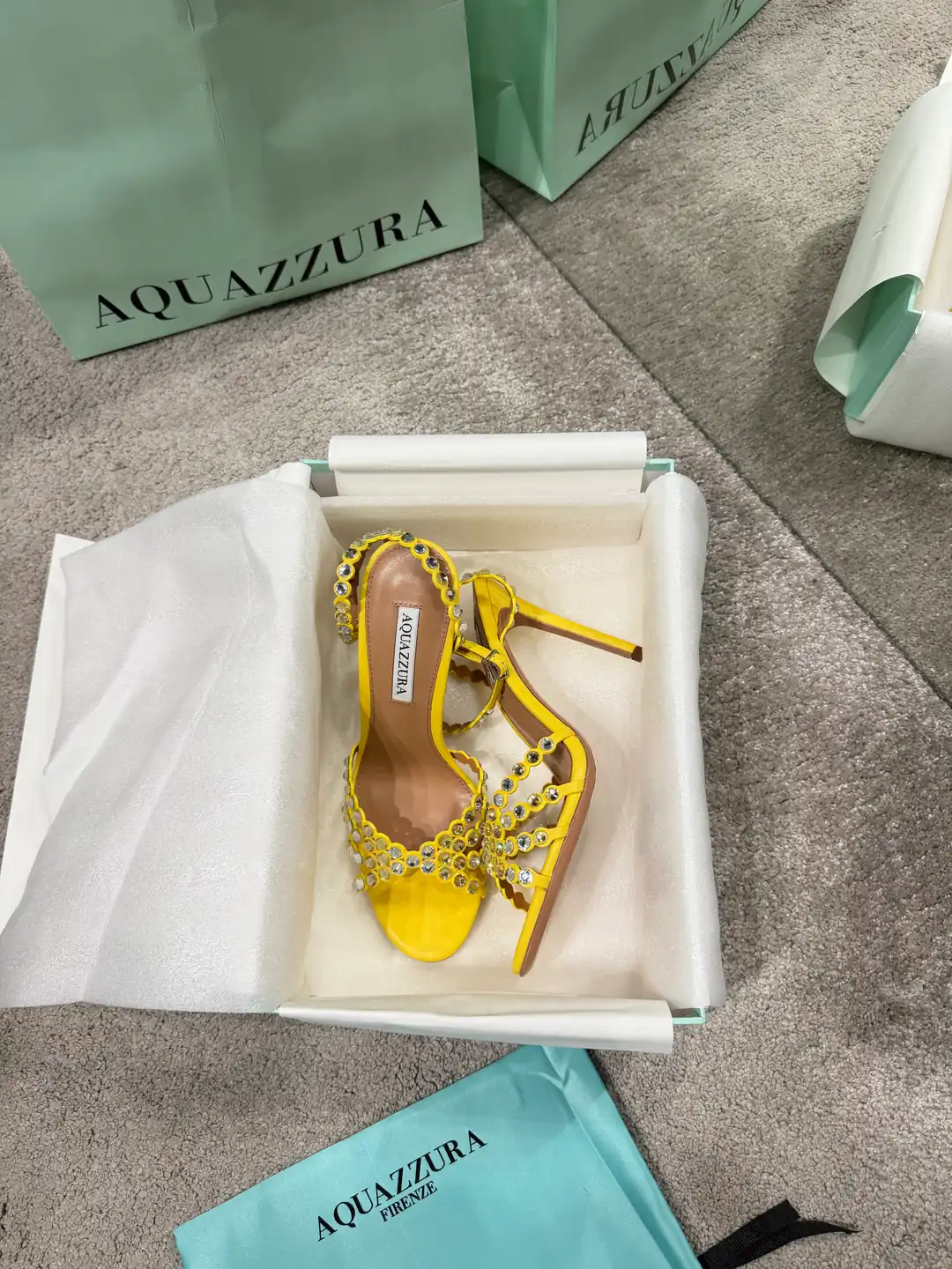 Aquazzura Sarı Tequila Sandal Kadın Deri Topuklu