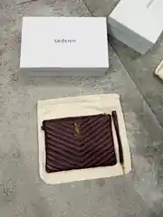 YSL Bordo Matelasse A5 Pouch Deri Kadın El Çantası 1