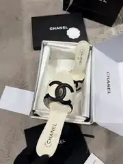 Chanel Coco Beach Beyaz Kadın Deri Topuklu Terlik 3