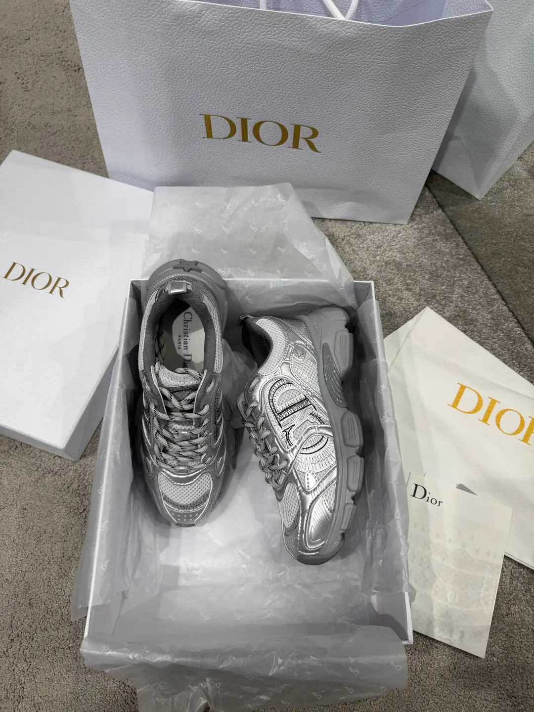 Dior Chrono Gri Kadın Deri Sneaker