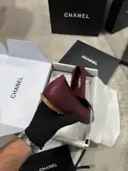 Chanel Coco Beach Bordo Kadın Deri Babet 5
