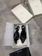 YSL Jerry Mules Siyah Kadın Deri Topuklu Terlik 1