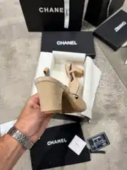 Chanel Slingbacks Bej Kadın Süet Topuklu 3