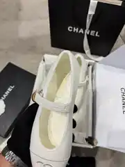 Chanel Beyaz Mary Janes Kadın Deri Babet 3