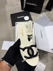 Chanel Coco Beach Beyaz Kadın Deri Topuklu Terlik 2