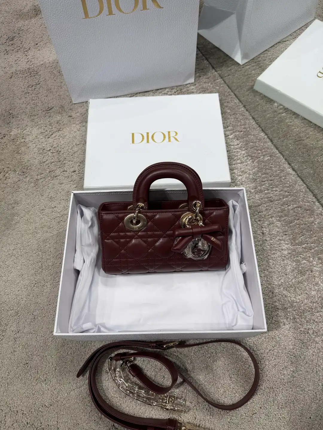 Dior Mini Lady D-Joy Bordo Kadın Deri Çanta