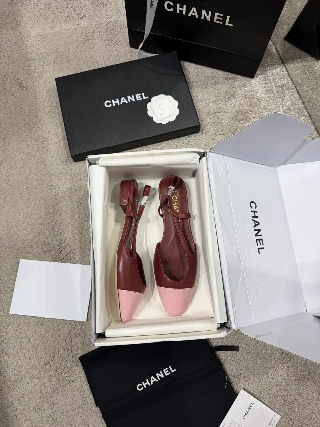Chanel Slingbacks Bordo Kadın Deri Topuklu