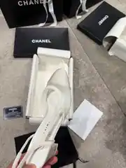 Chanel Slingbacks Beyaz Tül Kadın Topuklu 4