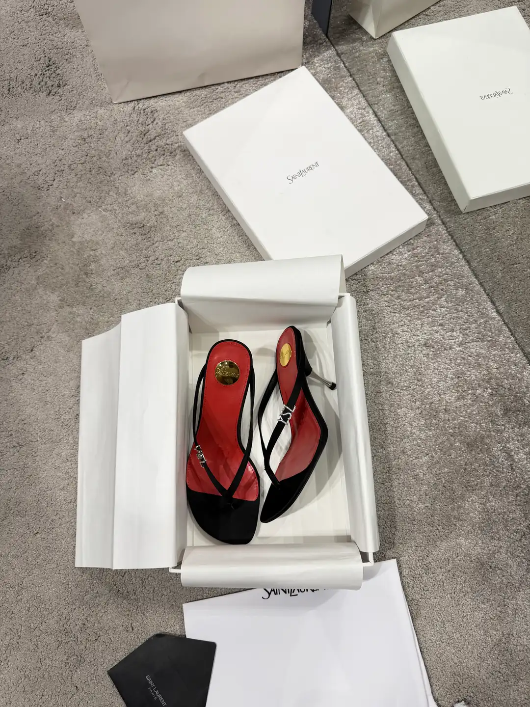YSL Jerry Mules Parmak Arası Kadın Deri Topuklu Terlik