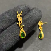 YSL Zümrüt Stone Gold Küpe 1
