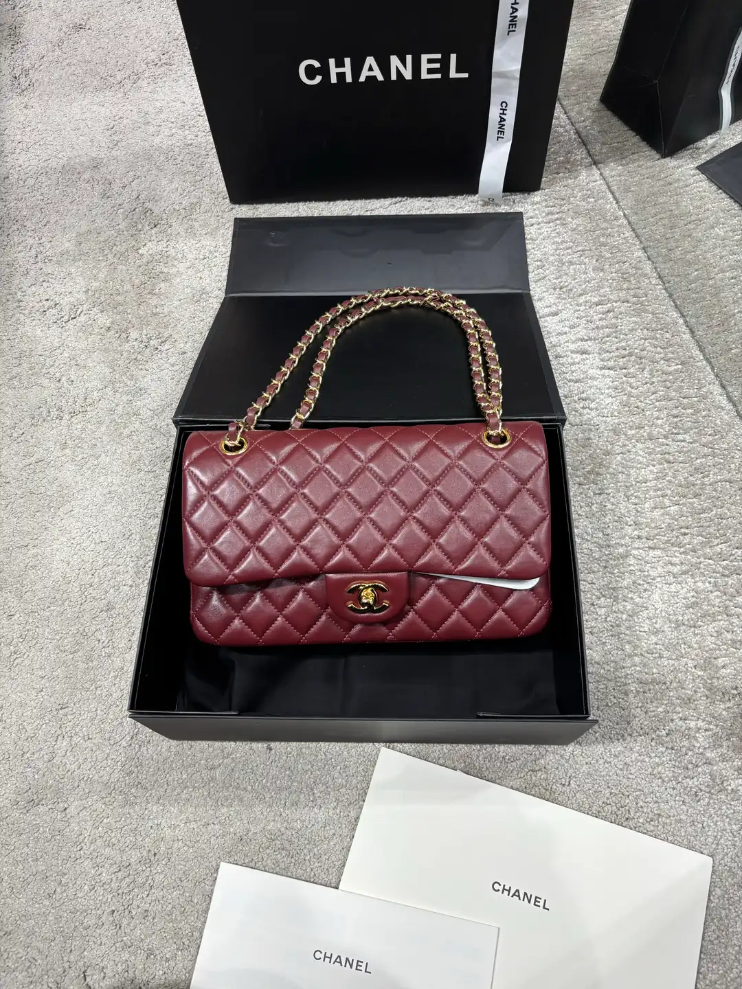 Chanel Klasik Medium Bordo Kadın Deri Çanta