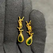 YSL Zümrüt Stone Gold Küpe 2