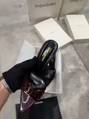 YSL Babylone Mules Bordo Kadın Deri Topuklu Terlik 3