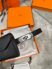 Hermes Kelly Pocket 18 Siyah Kadın Deri Kemer 2