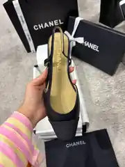 Chanel Slingbacks Siyah Kadın Deri Topuklu 3