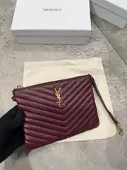 YSL Bordo Matelasse A5 Pouch Deri Kadın El Çantası 2