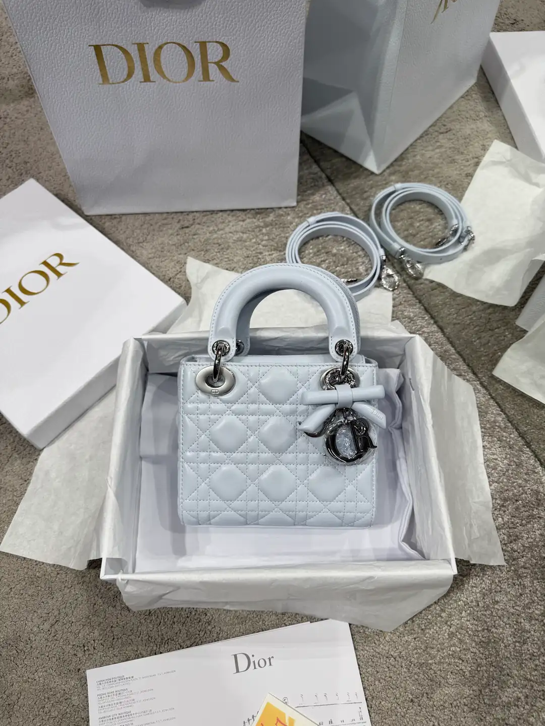 Dior Gri Mini Layd Kadın Deri Çanta 