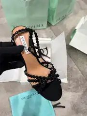 Aquazzura Siyah Tequila Sandal Kadın Deri Topuklu 3