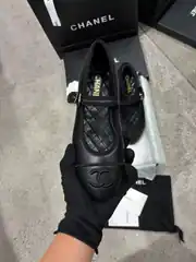 Chanel Siyah Mary Janes Kadın Deri Babet 4