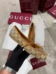 Gucci Crystal Horsebit Kadın Kanvas Babet 2