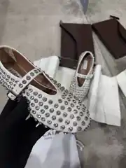 Alaia Strass Lambskın Kadın Deri Babet 3