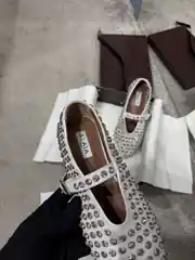 Alaia Strass Lambskın Kadın Deri Babet 2