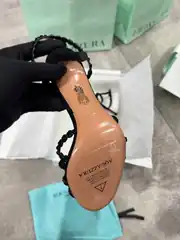 Aquazzura Siyah Tequila Sandal Kadın Deri Topuklu 4