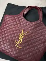YSL Icare Maxi Shopping Bordo Kadın Deri Çanta  3