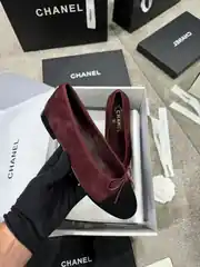 Chanel Bordo Süet Kadın Babet 2