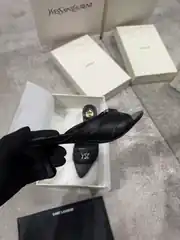 YSL Jerry Mules Siyah Kadın Deri Topuklu Terlik 4
